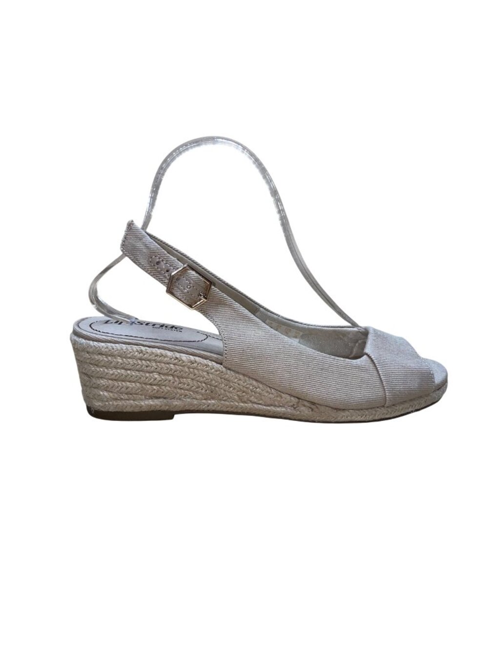 LifeStride Women’s Beige Espadrille Slingback Wedge Socialite Sandals Size 8.5M